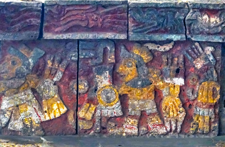 Ancient Carvings Aztec Eagle Warriors Palace Templo Mayor Mexico City Mexico. Great Aztec Temple...