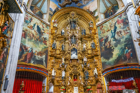 Basilica Altarpiece Saints La Ensenaza Our Lady of Pilar Church Mexico City Mexico. Church first...