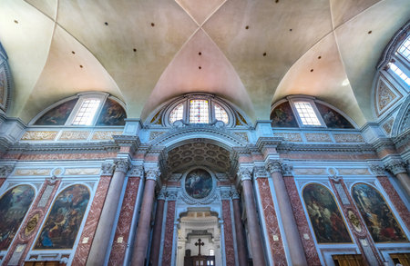 Basilica Saint Mary Angels and Martyrs Rome Italy. Church designed by Michelangelo 1560 from Emperor Diocletian Bathsのeditorial素材
