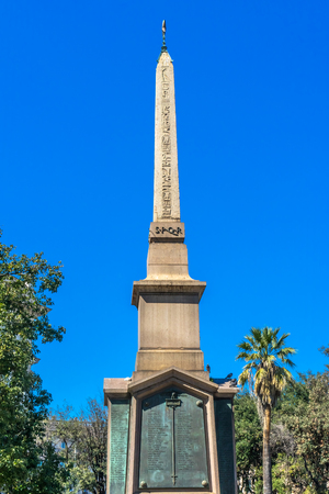 Egyptian Hieroglyphs Obelisk Piazza della Republica Rome Italy. Obelisk brought to Piazza in 1700s from Mausoleum of Augusus Caesarの写真素材