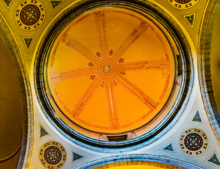 Yellow Basilica Dome Templo de la Compania Church Oaxaca Mexico. Built around 1596 near Zocaloのeditorial素材