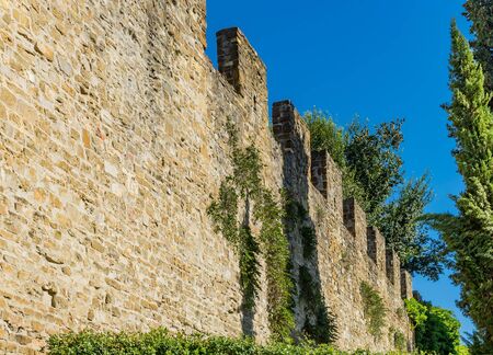 Stone City Wall Green Trees Florence Tuscany Italyの写真素材