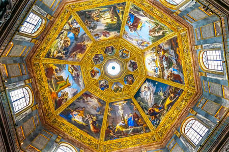 Biblical Paintings Dome San Lorenzo Medici Church Florence Tuscany Italy. Family Church  Medici Familyのeditorial素材