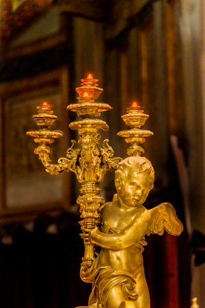 Golden Angel Statue Light Basilica Santa Maria Maggiore Rome Italy. One of 4 Papal basilicas, built 422-432, built in honor of Virgin Mary, became Papal residency before Vaticanのeditorial素材