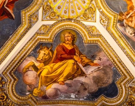 Ancient Saint Luke Fresco Ceiling Basilica Santa Maria Maggiore Rome Italy. One of 4 Papal basilicas, built 422-432, built in honor of Virgin Mary, became Papal residency before Vaticanのeditorial素材