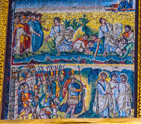 Ancient Christian Mosaics Basilica Santa Maria Maggiore Rome Italy. One of 4 Papal basilicas, built 422-432, built in honor of Virgin Mary,のeditorial素材