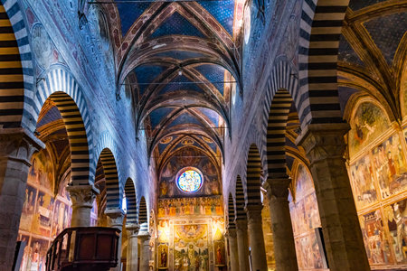 Nave Medieval Renaissance Collegiate Church of Santa Maria Assunta San Gimignano Tuscany Italyのeditorial素材