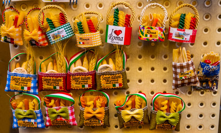 Colorful Italian Pasta Magnets Rome Italyのeditorial素材