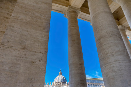 Saint Peter's Basilica Columns Colonnade Front Michelangelo Dome Statues Bernini Vatican Front