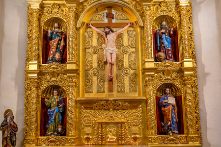 Golden Basilica Altar Jesus Christ Crucifixion Mark, Matthew, Luke and John, Gospel Writers San...