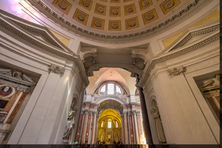 Arch Altar Dome Basilica Saint Mary Angels and Martyrs Rome Italy. Church designed by Michelangelo...