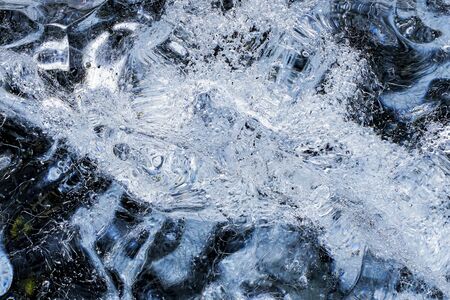 Ice Abstract Patterns Background Diamond Beach Jokulsarlon Glacier Lagoon Vatnajokull National Park Iceland.  Ice from Breioamkurjokull Glacierの写真素材