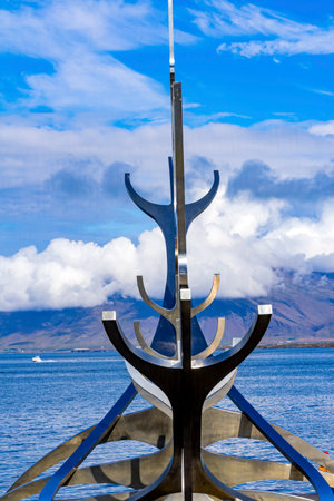 Sun Voyager Viking Ship Statue Created 1990 by Jon Gunnar Amasonのeditorial素材