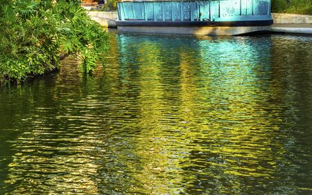 Tour Boat Sidewalks Reflection River Walk San Antonio Texas. 15 Mile River Walk created in the 1960s...