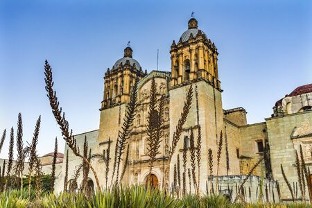 Garden Santo Domingo de Guzman Facade Church Monastery Oaxaca Mexico. Built between 1575 to 1857