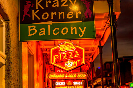 Restaurants Bars Night Life French Quarter Bourbon Street New Orleans Louisiana.  Completed in...