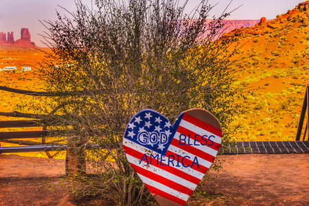 God Bless America Sign Monument Valley Utahの写真素材