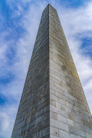 Bunker Hill Battle Monument Charlestown Boston Massachusetts.  Site of June 17, 1775 battle between British Army and American patriots, first battles in American Revolutionのeditorial素材