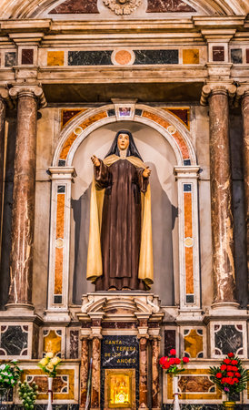 Saint Theresa of the Andes Shrine Metropolitan Cathedral Basilica Altar Arches Santiago Chile Church completed 1799.のeditorial素材