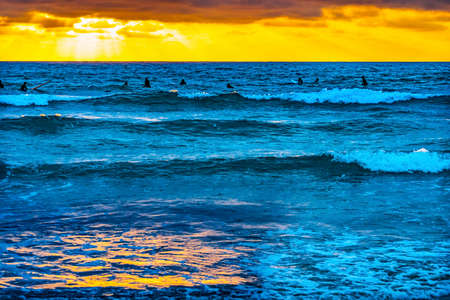 Surfers Watching Sunset La Jolla Shores Beach San Diego California