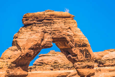 Delicate Arch Red Orange Rock Canyon Arches National Park Moab Utah USA Southwest.の写真素材