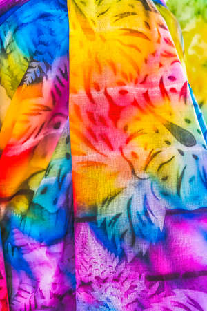 Colorful Purple Yellow Orange, Blue Pink Tropical Tahitian Polynesian Floral Textiles Cloth Fabric...