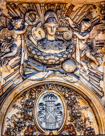 Decoration of Arts Insitute of Paris France. Institue is a French learned society managing over 1000 foundations.  Louis IV created the building in 1661のeditorial素材