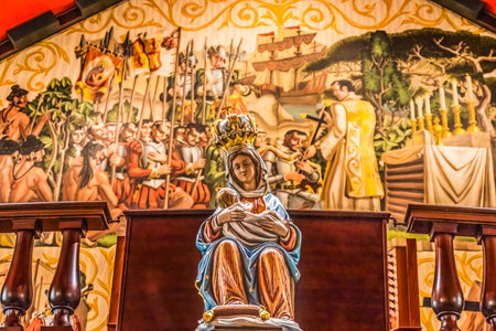 Mary Statue Soldiers Painting Basilica Cathedral of Saint Augustine Saint Augustine Florida.  Founded in 1565 Oldest church in contiguous United Statesのeditorial素材