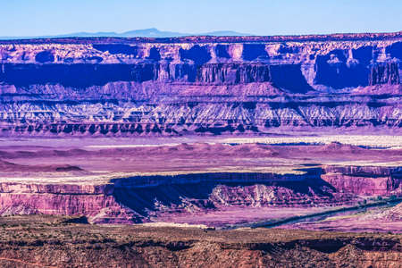 Green River Overlook Red Rock Canyons Canyonlands National Park Moab Utah USA Southwest. Green River flows into Colorado Riverの写真素材