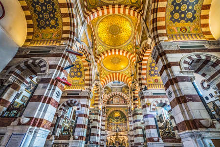 Basilica Mosaics Notre Dame de la Garde Catholic Church Marseille France Constructed 1850s, Symbol of Marseilleのeditorial素材