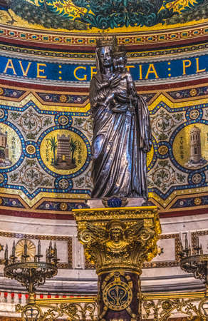 Black Madonna Mary Mosaic Basilica Notre Dame de la Garde Catholic Church Marseille France Constructed 1850s, Symbol of Marseilleのeditorial素材