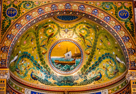Mary Ship Mosaic Basilica Notre Dame de la Garde Catholic Church Marseille France Constructed 1850s, Symbol of Marseilleのeditorial素材