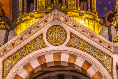 Mosaic Arch Cathedral Saint Mary Mejor Catholic Church Golden Dome Marseille France Constructed 1800sのeditorial素材