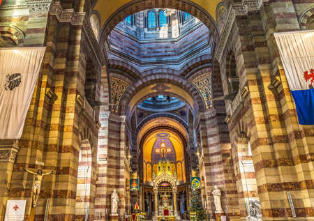 Cathedral Saint Mary Mejor Catholic Church Dome Altar Marseille France Constructed 1800sのeditorial素材