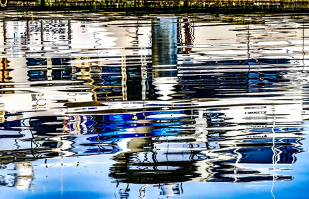 Blue White Water Reflection Abstract Gig Harbor Pierce County Washington State Pacific Northwestの写真素材