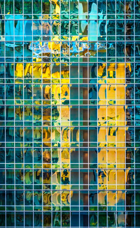 Colorful Reflection Abstract Building Waikiki Apartment Building Honolulu Oahu Hawaii