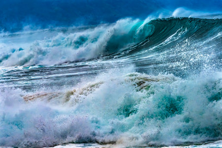 Watching Large Wave Waimea Bay North Shore Oahu Hawaii. Waimea Bay is famous for big wave surfing....