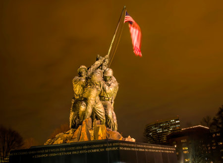 The Marine Corps War Memorial Shows the Raising of the Flag at Iwo Jima in World War II  Washington...
