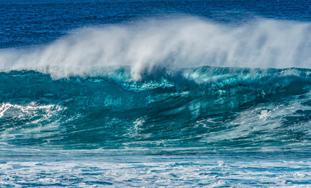 Watching Large Wave Banzai Pipeline North Shore Oahu Hawaii. Huge Waves Over Shallow Reef, which...