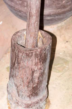 Antique wooden pounder brown colorの写真素材