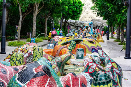 Sentosa Merlion Walk way, Singapore, March 30, 2020のeditorial素材