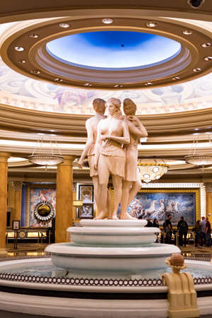 Statue of three goddesses at the Caesars Palace Lobby, Las Vegas Nevada USA, March 30, 2020のeditorial素材