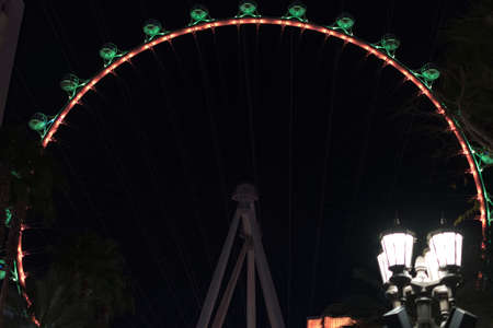 High Roller Ferris Wheel at the Las Vegas Strip during night, Las Vegas Nevada USA, March 30, 2020のeditorial素材