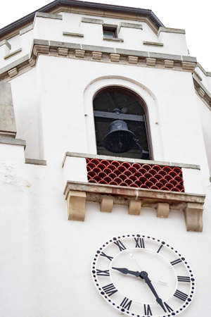 Train Depot clock tower and city of Boise Idaho, USA, March 30, 2020