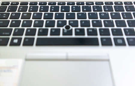 Closeup shot of a Laptop keyboard. Business concept, office concept, work from home concept