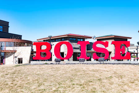 Boise Sign located at Boise Spectrum Center Overland Road, Boise Idaho USA, March 30, 2020のeditorial素材