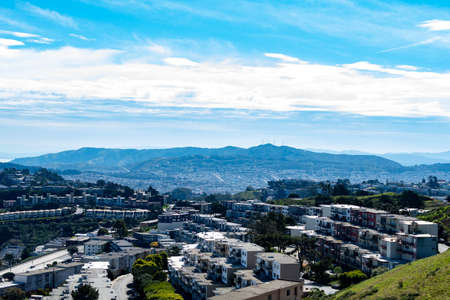 Residential houses and apartments at the Twin Peaks, California USA, March 30 2020のeditorial素材