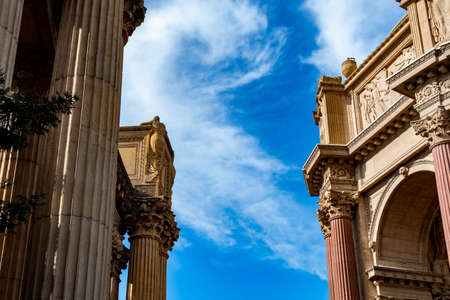 Big stone walls and foundation from the Palace of Fine Arts in San Francisco, Californiaのeditorial素材
