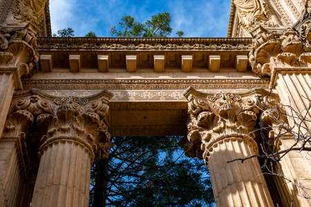 Big stone walls and foundation from the Palace of Fine Arts in San Francisco, Californiaのeditorial素材