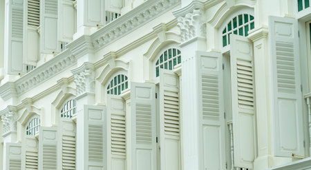 Windows of eclectic style from the end of the 19th century. Vintage style windows and houses